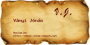 Ványi Jónás névjegykártya